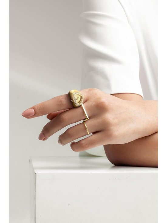 Silver Adjustable Ring Watch - Crystal Heart Bezel, Quartz Mini Dial, Stretch main image 8